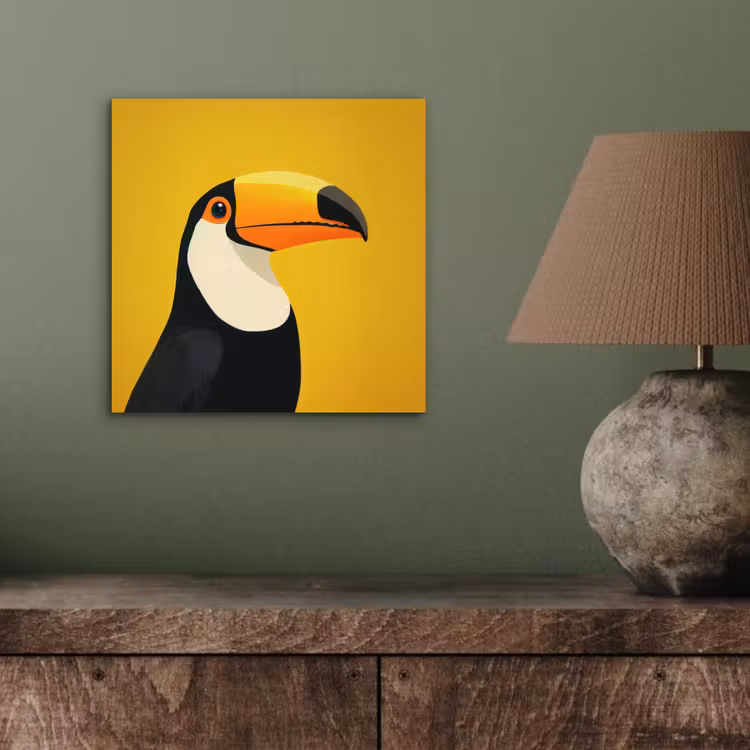 Toekan - Minimalistisch - Snavel - Oranje aluminium wit klein -sfeer2