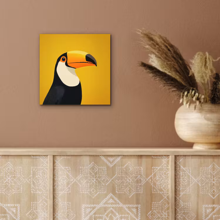 Toekan - Minimalistisch - Snavel - Oranje aluminium wit klein -sfeer4