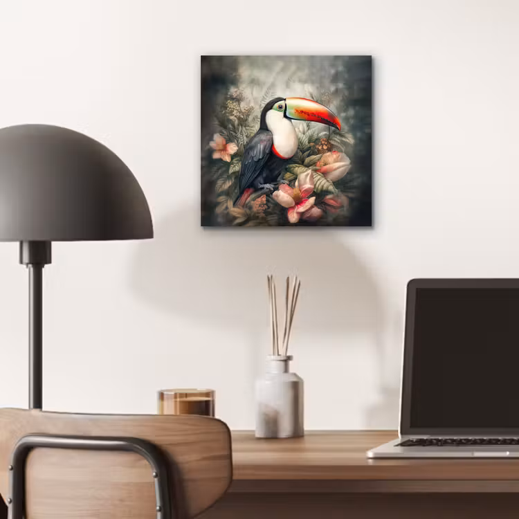 Toekan - Vogels - Bloemen - Planten - Tropisch aluminium wit klein -sfeer5