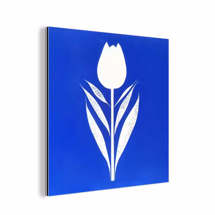 Tulp - Minimalistisch - Bladeren - Wit aluminium wit klein -3d