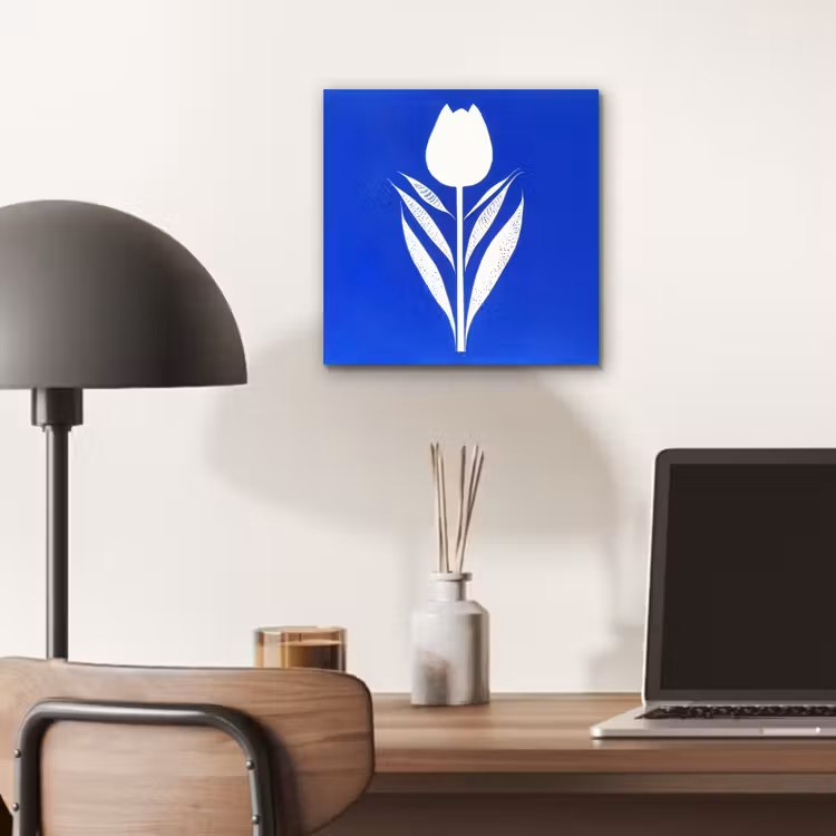 Tulp - Minimalistisch - Bladeren - Wit aluminium wit klein -sfeer5