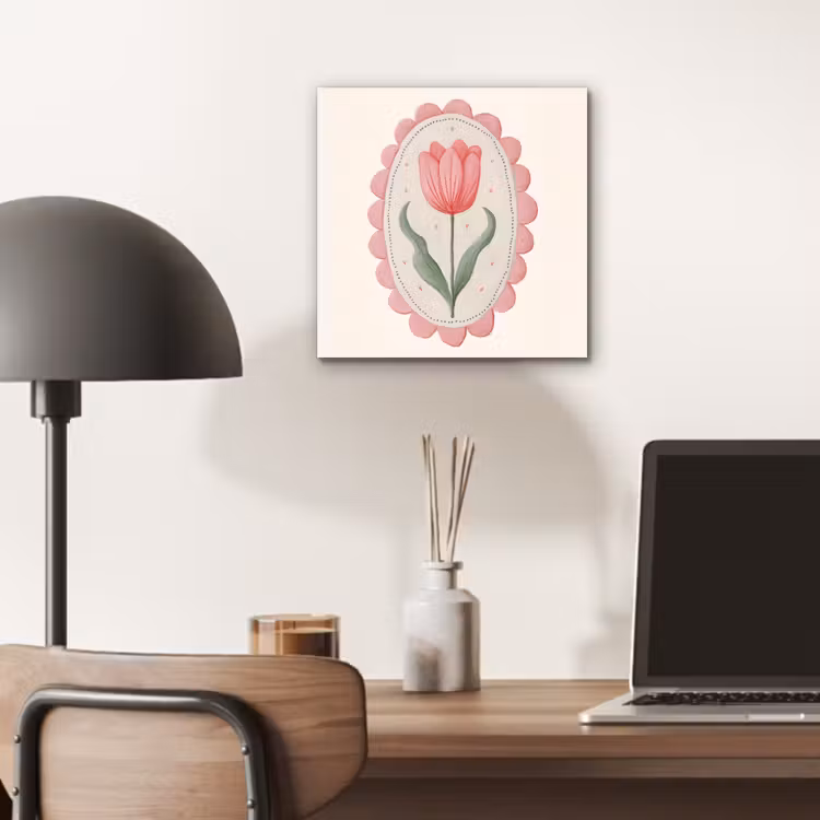 Tulp - Lijst - Ovaal - Illustratie aluminium wit klein -sfeer5