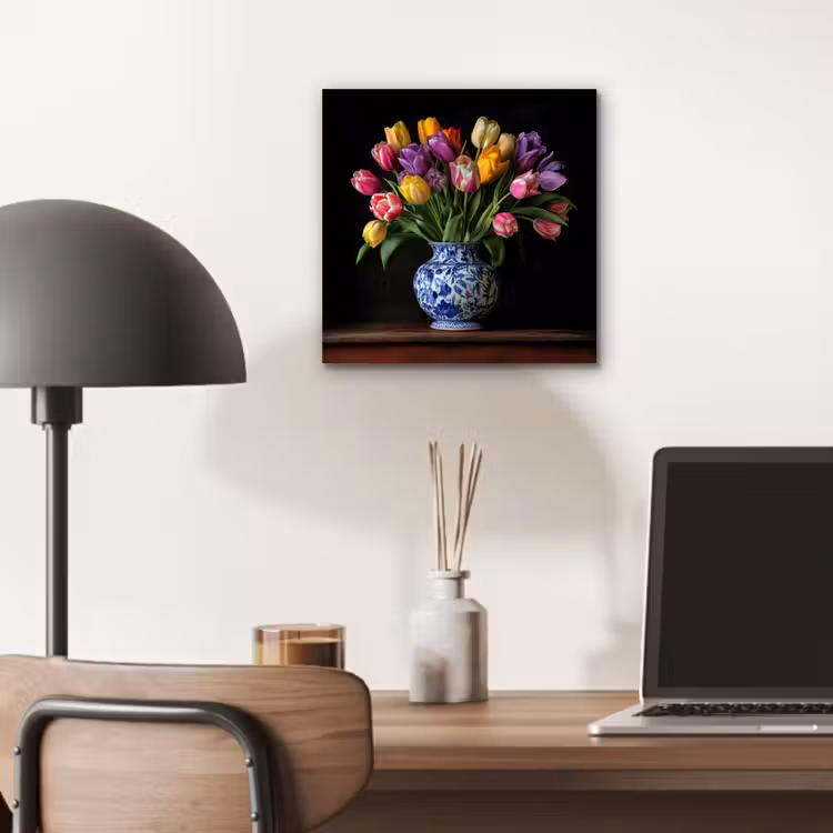 Tulpen - Kleuren - Hout - Vaas aluminium wit klein -sfeer5