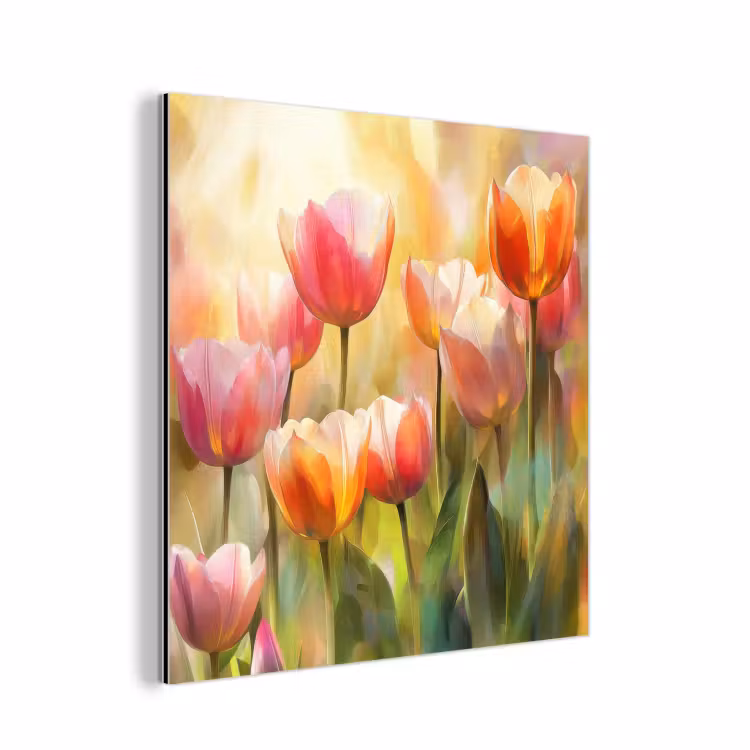 Tulpen - Sprookjesachtig - Kleurrijk aluminium wit klein -3d