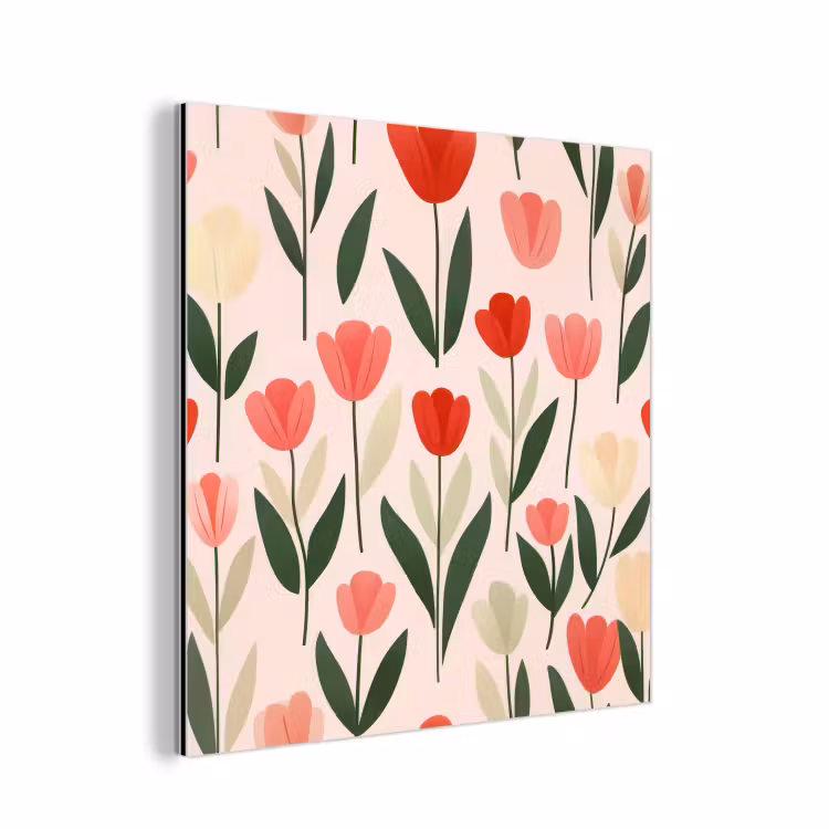 Tulpen - Modern - Roze aluminium wit klein -3d