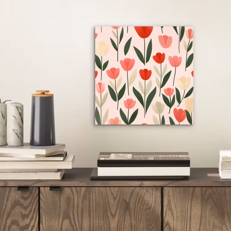 Tulpen - Modern - Roze aluminium wit klein -sfeer1