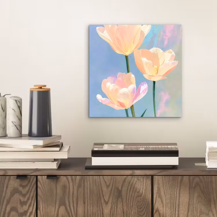 Tulpen - Roze accenten - Blauw aluminium wit klein -sfeer1