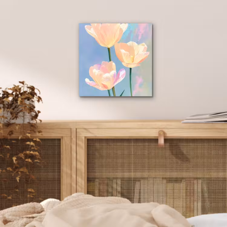 Tulpen - Roze accenten - Blauw aluminium wit klein -sfeer3
