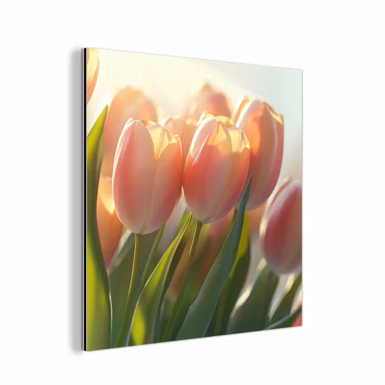 Tulpen - Roze - Zonnestralen aluminium wit klein -3d