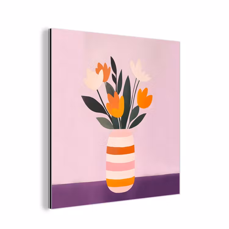 Tulpen - Vaas - Strepen - Paars aluminium wit klein -3d