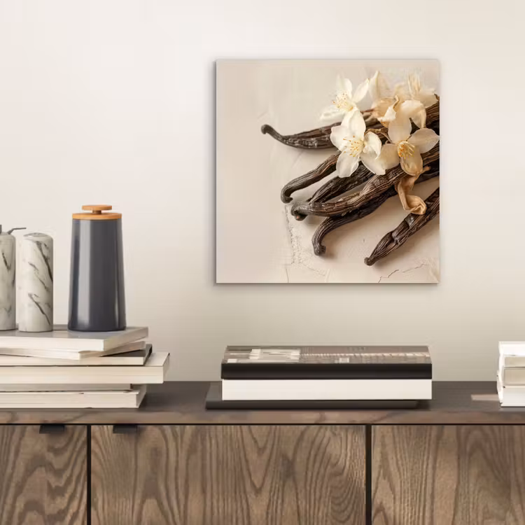Vanille - Bloemen - Beige aluminium wit klein -sfeer1
