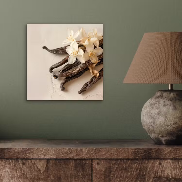 Vanille - Bloemen - Beige aluminium wit klein -sfeer2