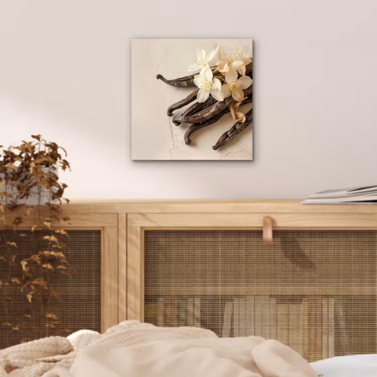 Vanille - Bloemen - Beige aluminium wit klein -sfeer3