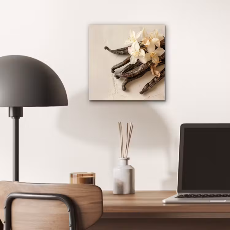 Vanille - Bloemen - Beige aluminium wit klein -sfeer5