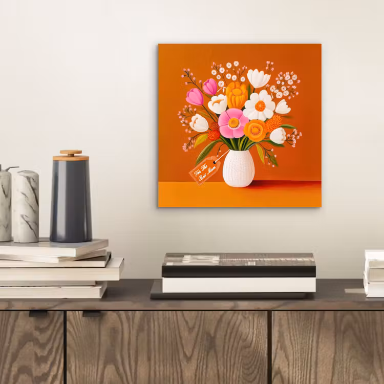 Vaas - Bloemen - Oranje aluminium wit klein -sfeer1