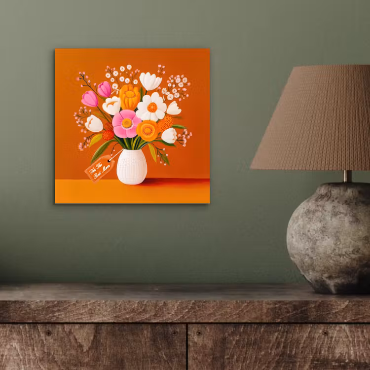 Vaas - Bloemen - Oranje aluminium wit klein -sfeer2