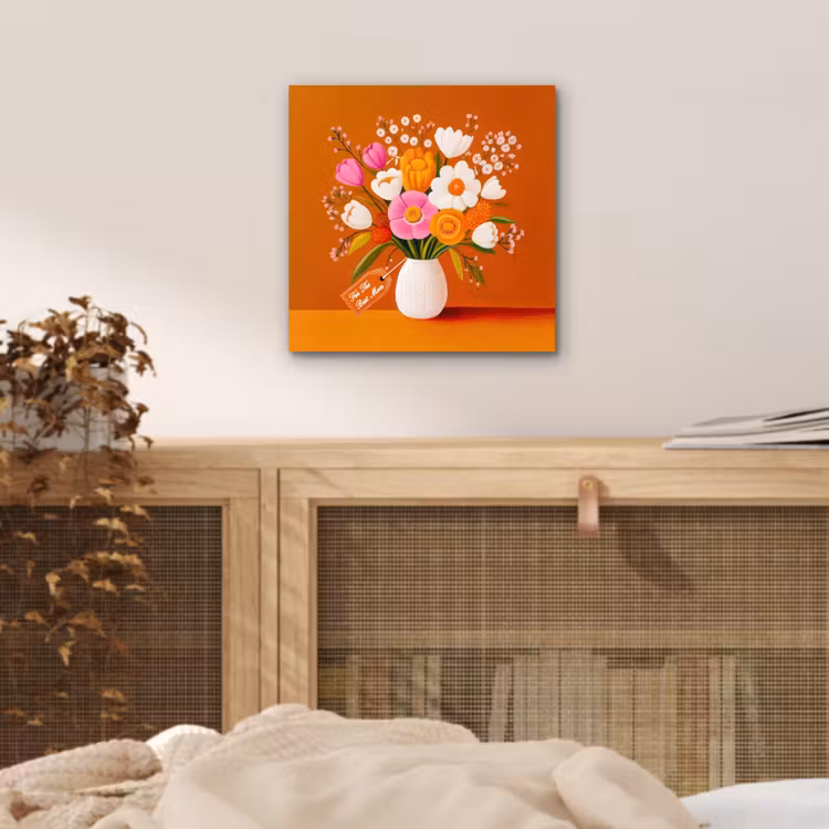 Vaas - Bloemen - Oranje aluminium wit klein -sfeer3