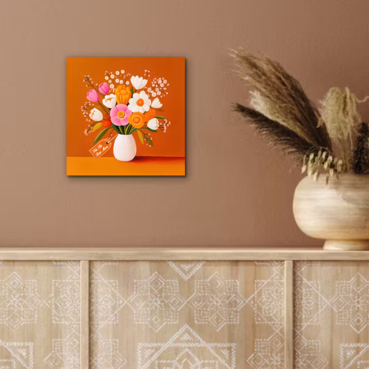 Vaas - Bloemen - Oranje aluminium wit klein -sfeer4