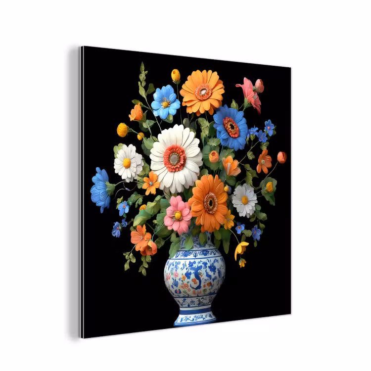 Vaas - Boeket - Bloemen - Kleur aluminium wit klein -3d