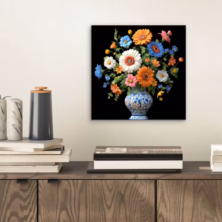 Vaas - Boeket - Bloemen - Kleur aluminium wit klein -sfeer1