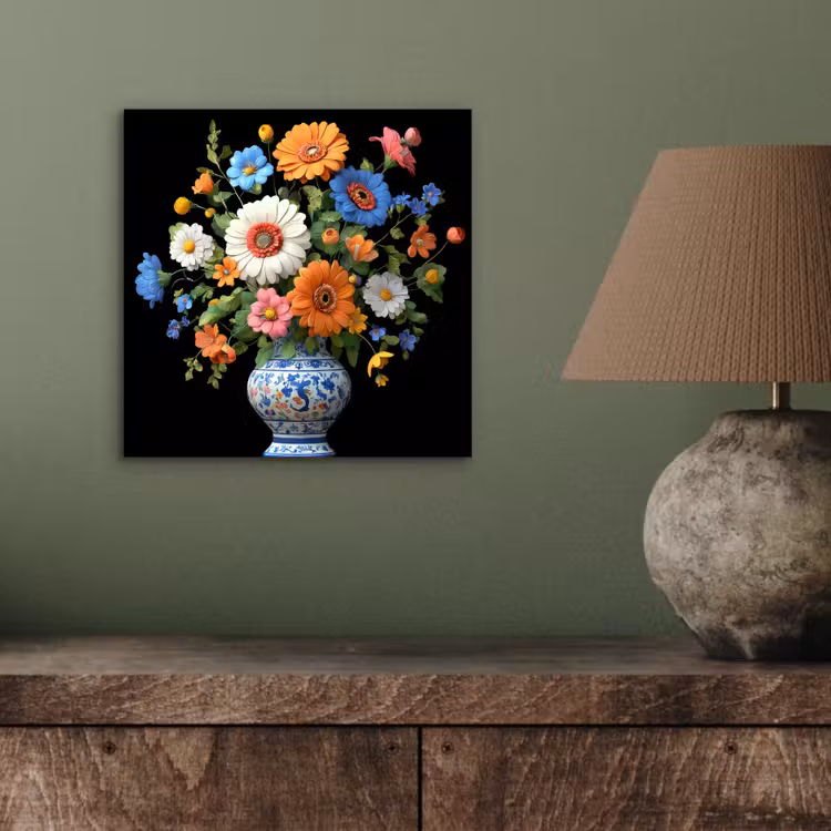 Vaas - Boeket - Bloemen - Kleur aluminium wit klein -sfeer2