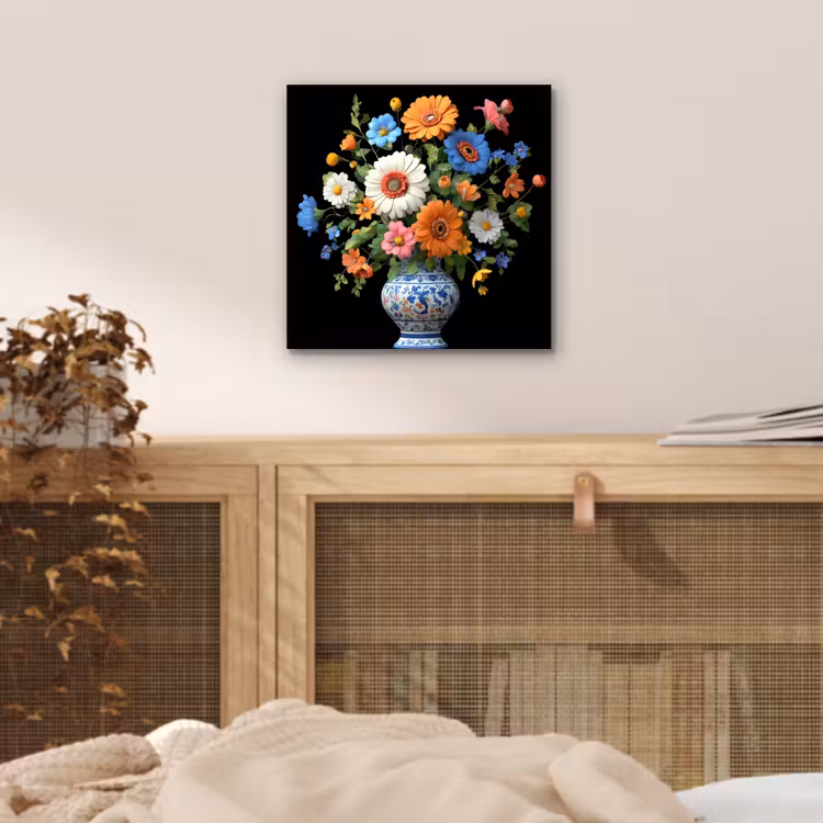 Vaas - Boeket - Bloemen - Kleur aluminium wit klein -sfeer3
