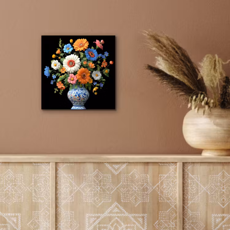 Vaas - Boeket - Bloemen - Kleur aluminium wit klein -sfeer4