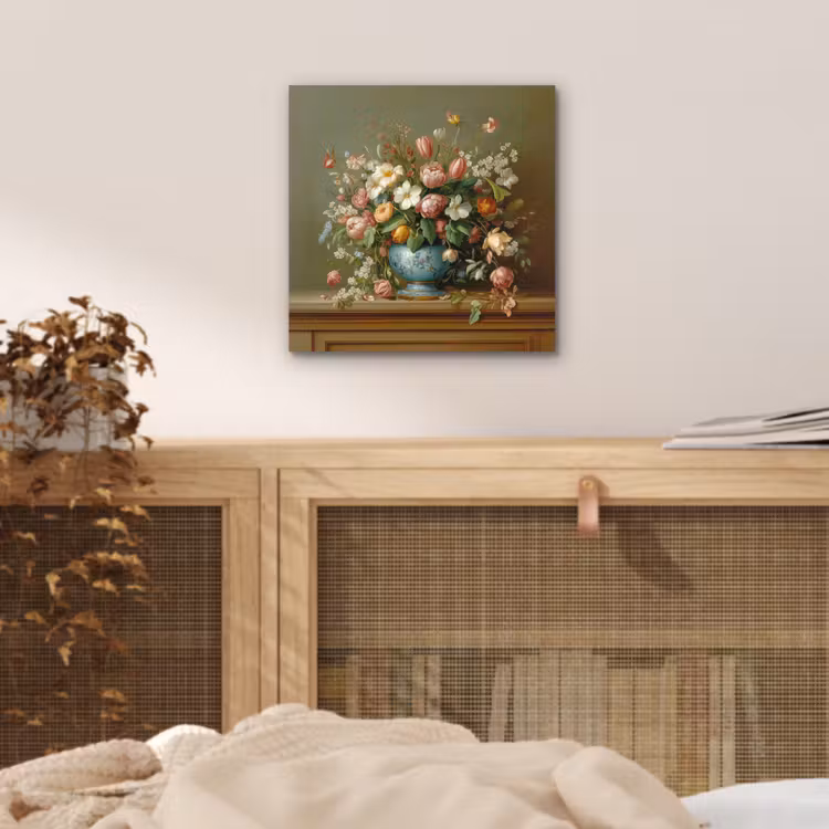 Vaas - Pastel - Kleuren - Bloemen aluminium wit klein -sfeer3
