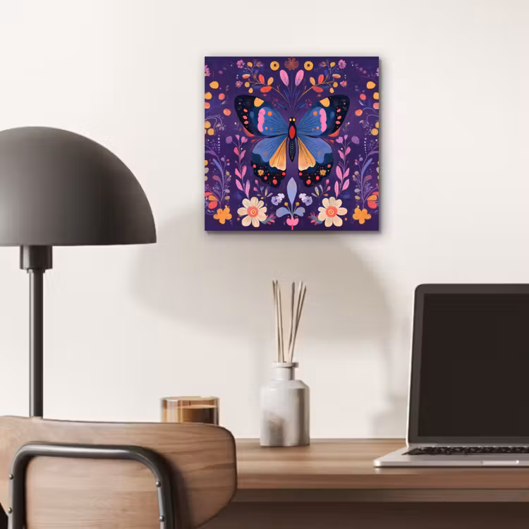 Sierlijk - Bloemen - Vlinder - Paars aluminium wit klein -sfeer5
