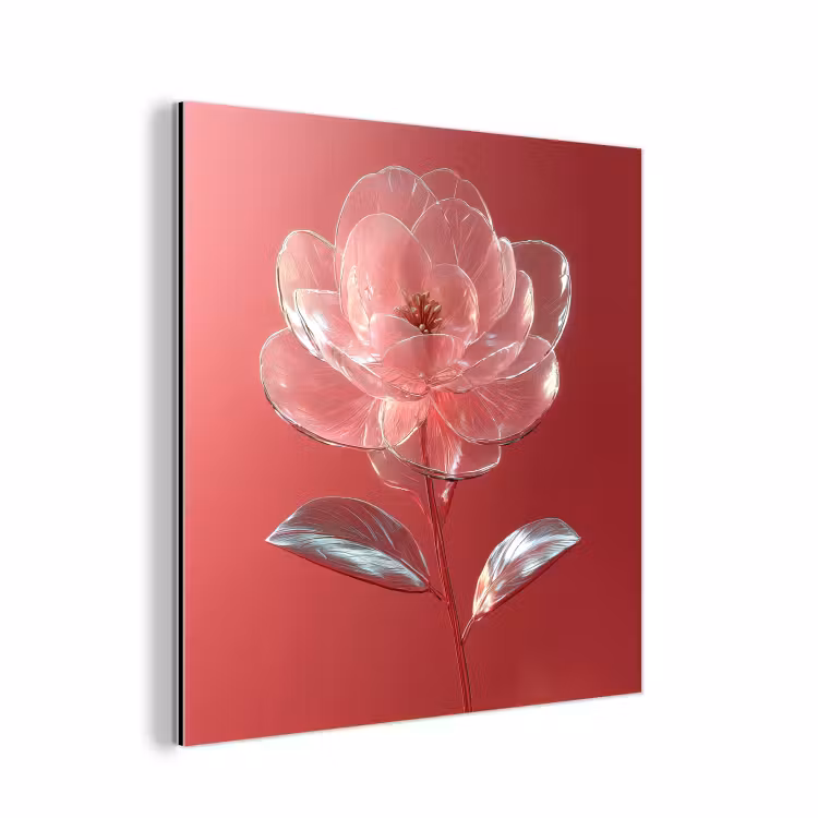 Sierlijk - Bloem - Roze - Glazen aluminium wit klein -3d