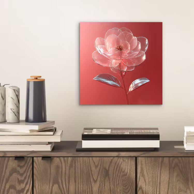 Sierlijk - Bloem - Roze - Glazen aluminium wit klein -sfeer1