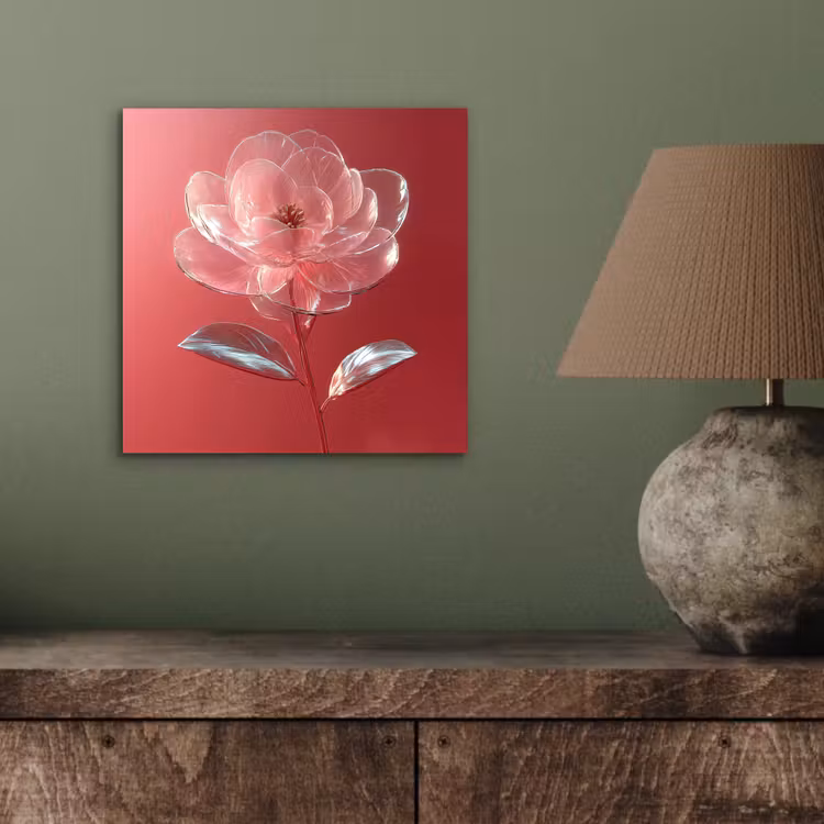 Sierlijk - Bloem - Roze - Glazen aluminium wit klein -sfeer2