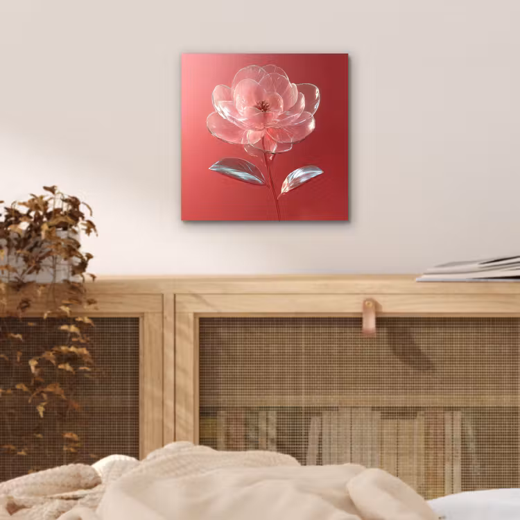 Sierlijk - Bloem - Roze - Glazen aluminium wit klein -sfeer3