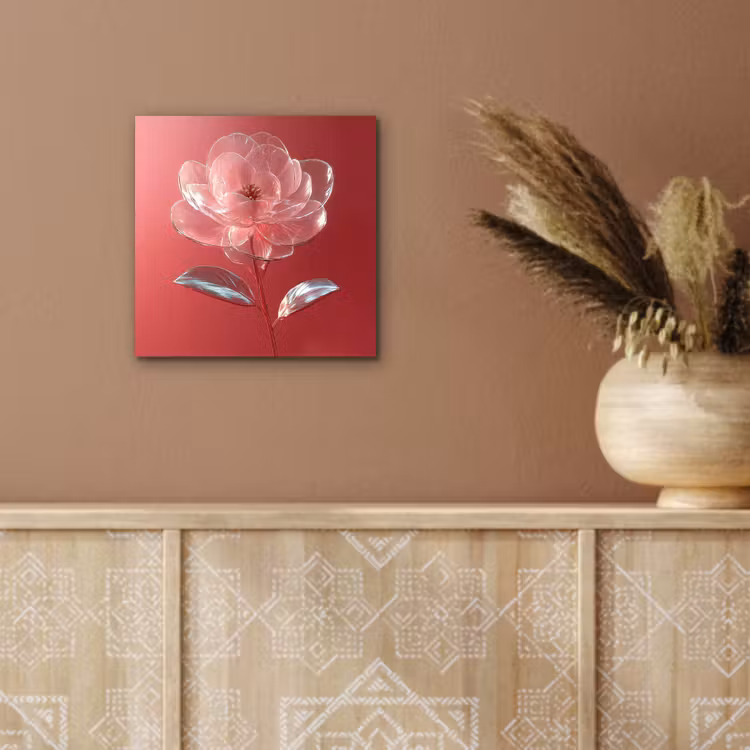 Sierlijk - Bloem - Roze - Glazen aluminium wit klein -sfeer4