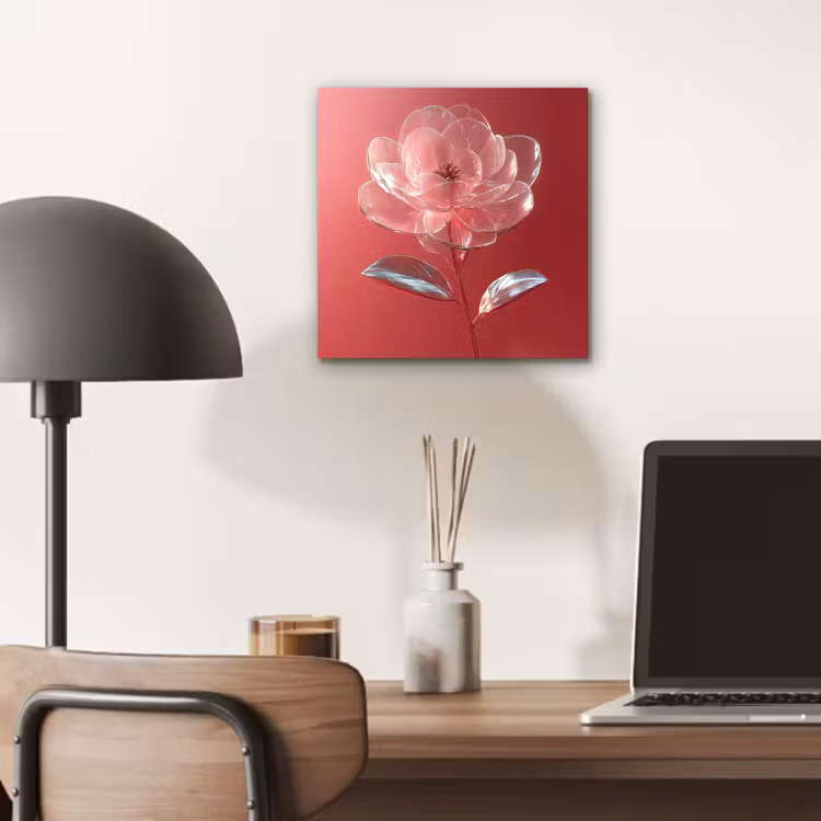 Sierlijk - Bloem - Roze - Glazen aluminium wit klein -sfeer5