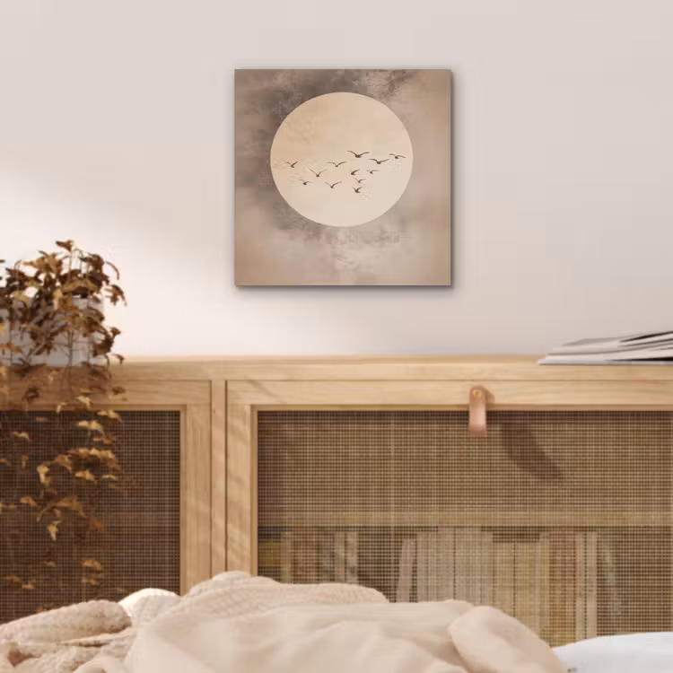 Vogel - Beige - Japandi aluminium wit klein -sfeer3