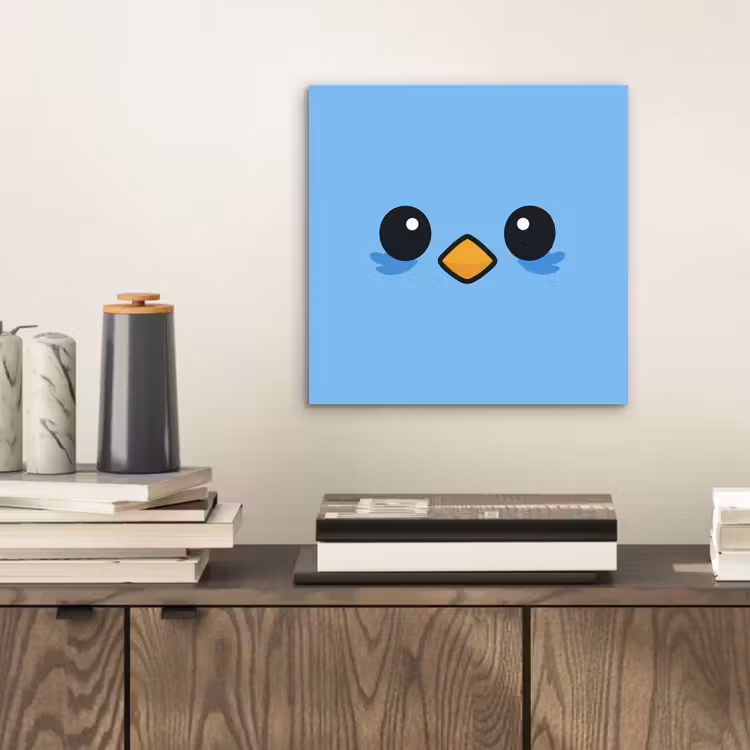Vogel - Blauw - Eenvoudig aluminium wit klein -sfeer1