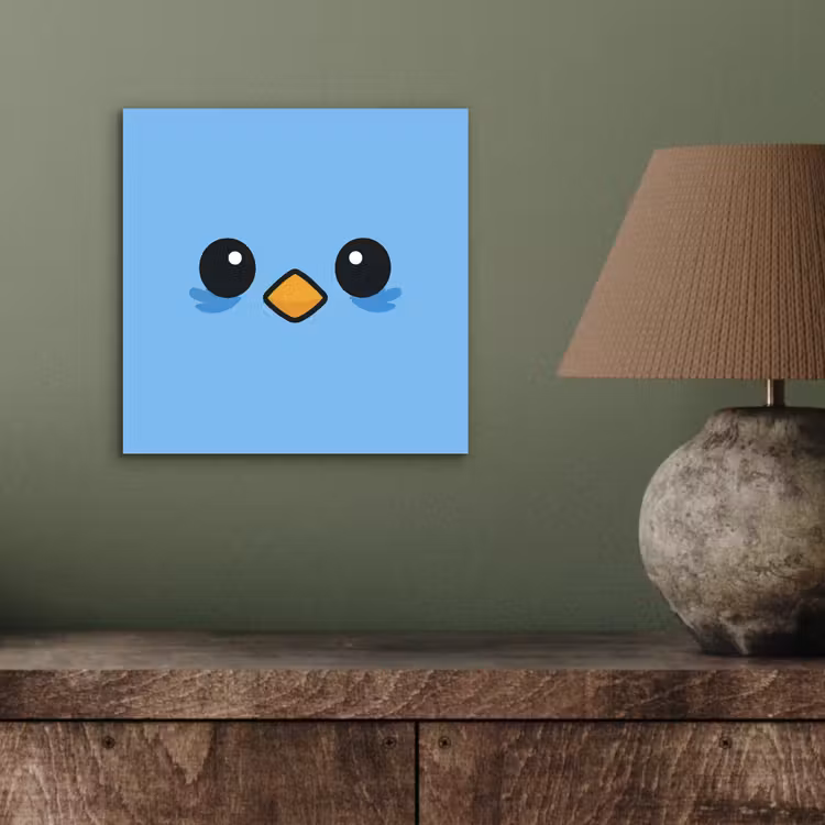 Vogel - Blauw - Eenvoudig aluminium wit klein -sfeer2