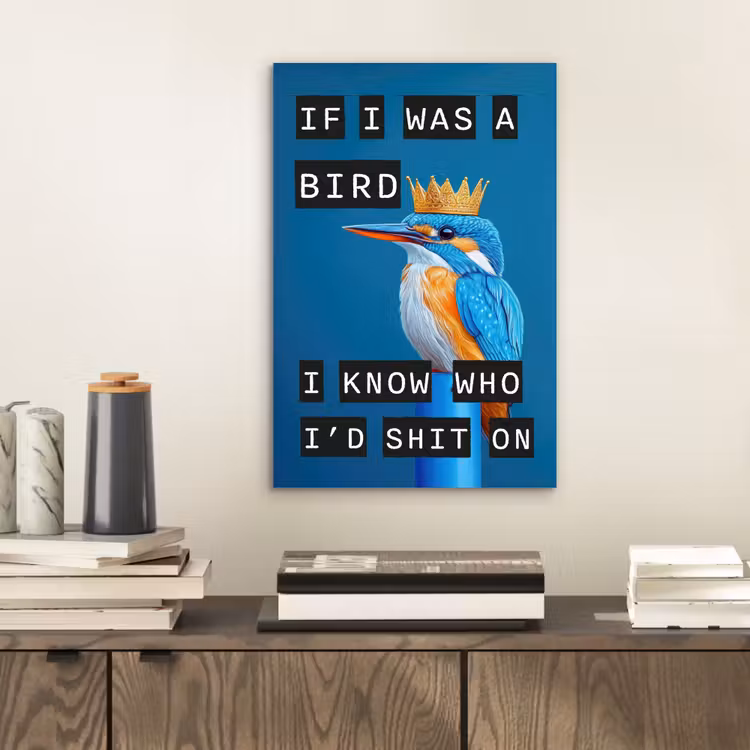 Vogel - Decoratie - Ijsvogel - Blauw aluminium wit klein -sfeer1