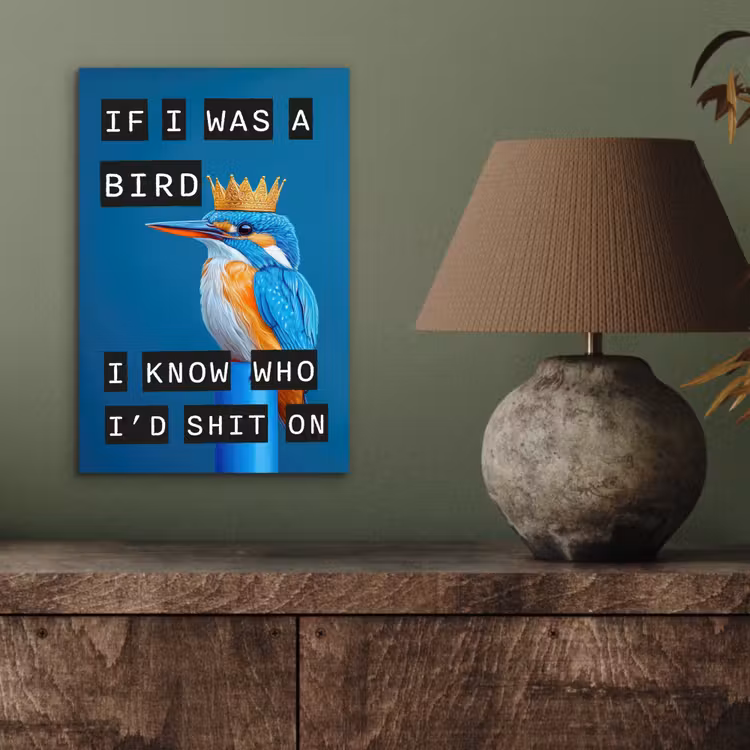Vogel - Decoratie - Ijsvogel - Blauw aluminium wit klein -sfeer2