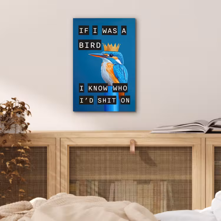 Vogel - Decoratie - Ijsvogel - Blauw aluminium wit klein -sfeer3