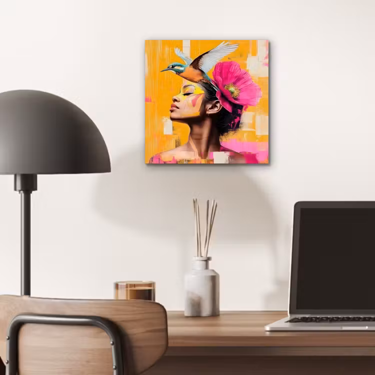 Vogel - Vrouw - Abstract - Bloem aluminium wit klein -sfeer5