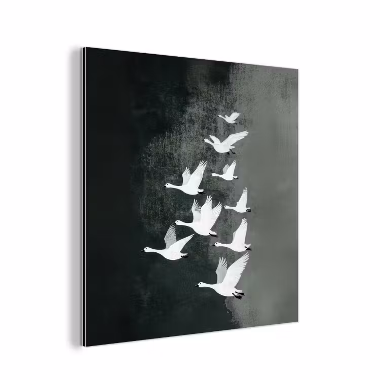 Vogel - Japandi - Groen aluminium wit klein -3d