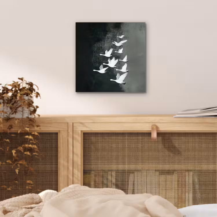 Vogel - Japandi - Groen aluminium wit klein -sfeer3
