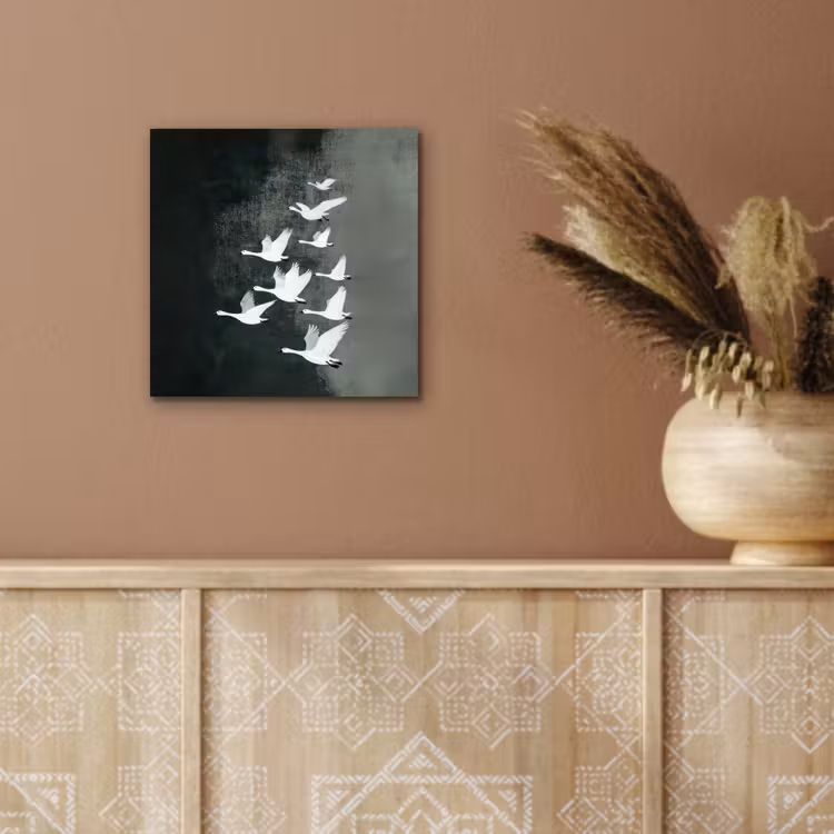 Vogel - Japandi - Groen aluminium wit klein -sfeer4