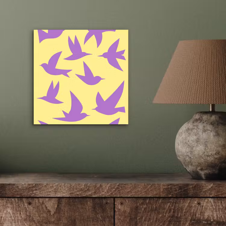 Vogels - Cirkel - Geel - Beweging aluminium wit klein -sfeer2