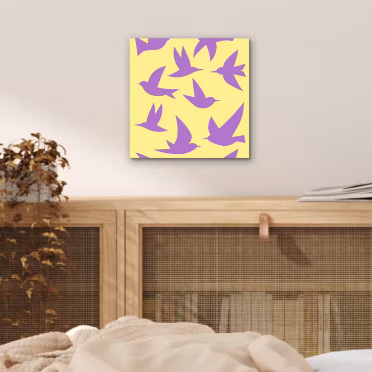 Vogels - Cirkel - Geel - Beweging aluminium wit klein -sfeer3