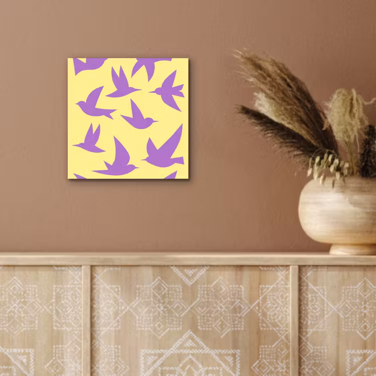 Vogels - Cirkel - Geel - Beweging aluminium wit klein -sfeer4