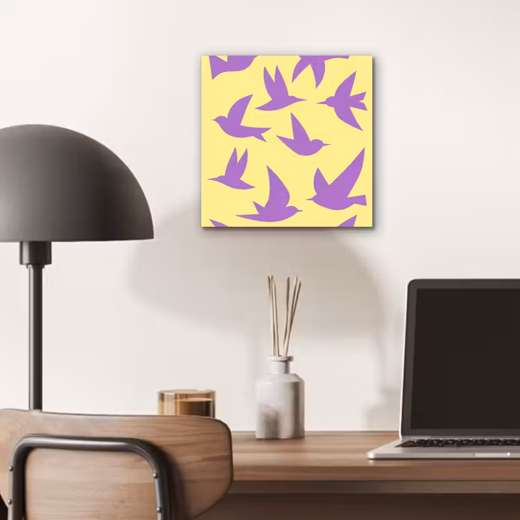 Vogels - Cirkel - Geel - Beweging aluminium wit klein -sfeer5