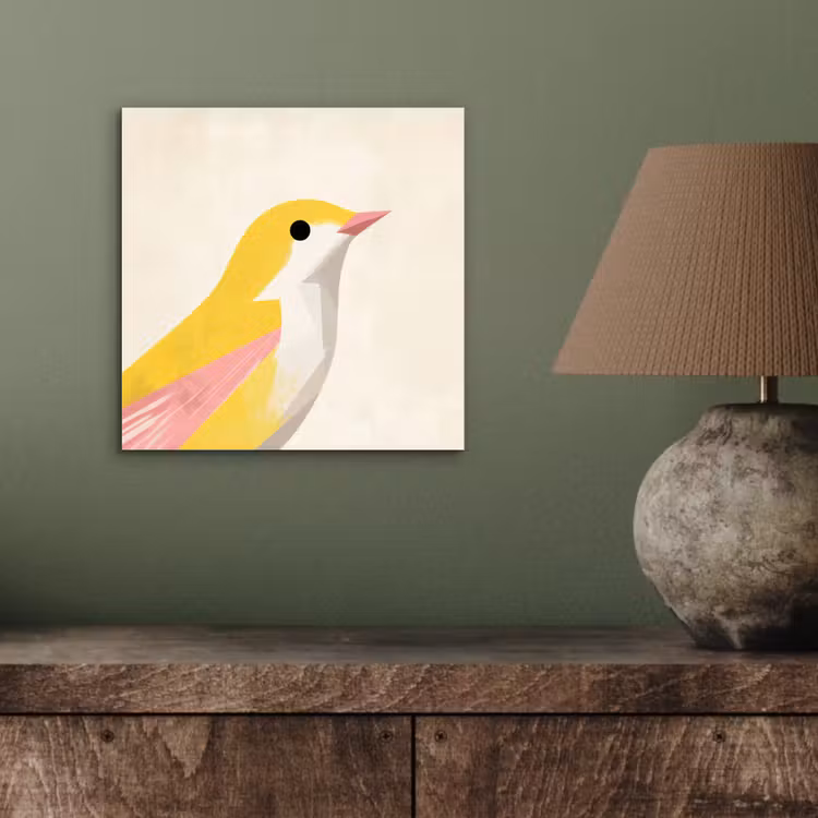 Vogel - Minimalistisch - Geel aluminium wit klein -sfeer2